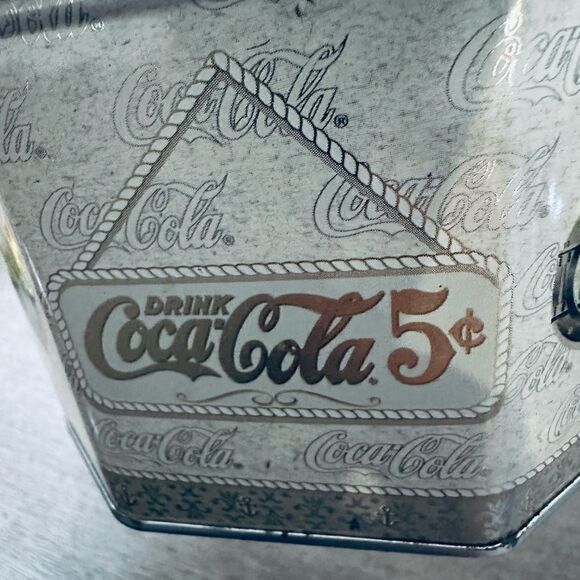 Coca Cola Vintage Lidded Octagon Tin Storage Container - Picture 5 of 6